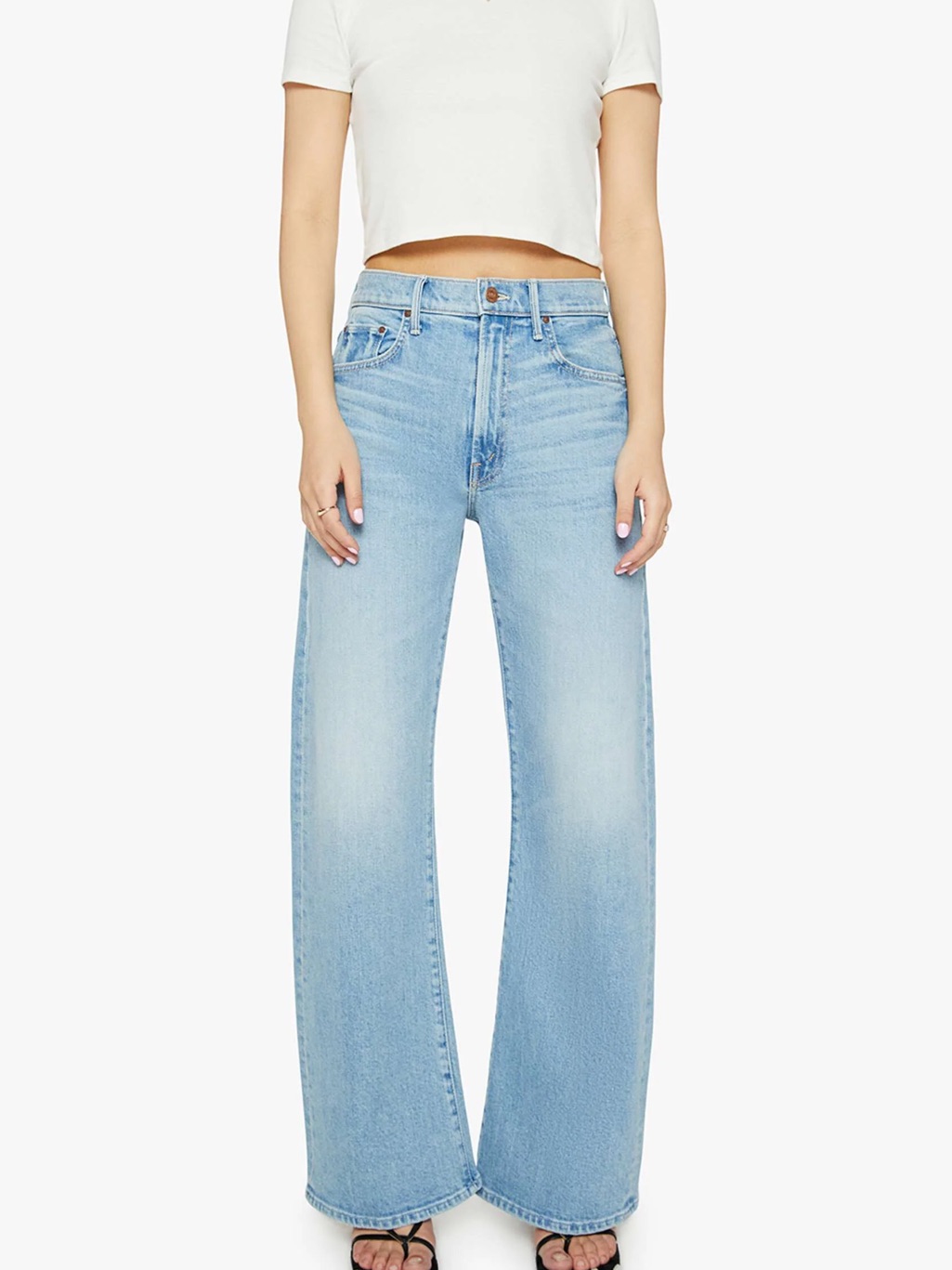 Mother Light Blue Wide-Leg High-Rise Jeans